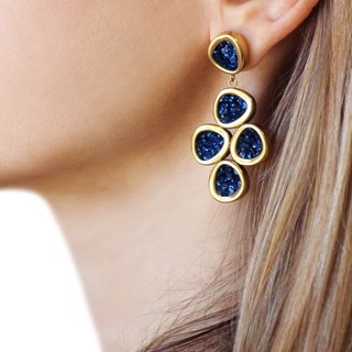 Women's Earrings Saitama CPE965AZU Anartxy Surgical Steel 316L-Gold Plated IP-Mosaic of Blue Crystals